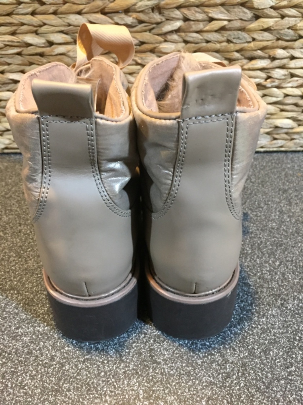 Kelsi Dagger Taupe Faux Fur Ribbon Ankle Booties - Picture 13 of 14